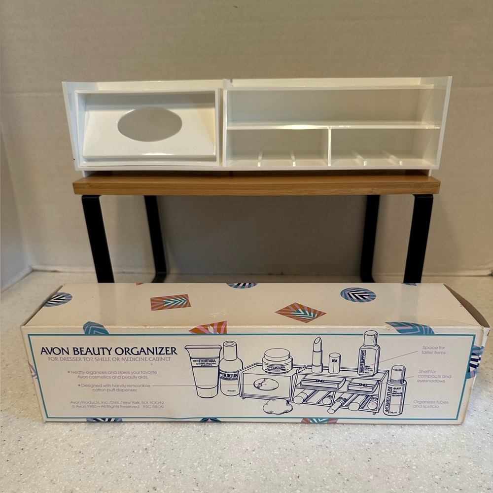 Vintage Avon Beauty Organizer White Bath Makeup Storage Unit Modern Design